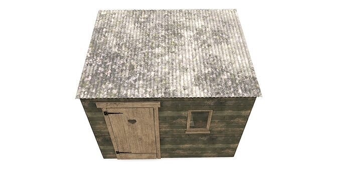 Old Wooden Shed Low-poly PBR Low-poly 3D model 3