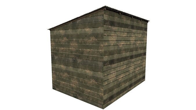 Old Wooden Shed Low-poly PBR Low-poly 3D model 7