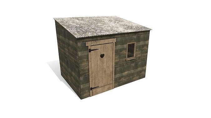 Old Wooden Shed Low-poly PBR Low-poly 3D model