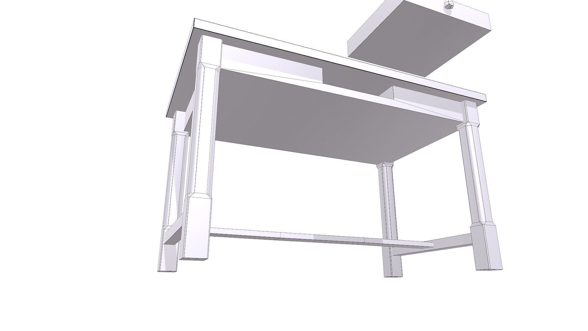 Old Wooden Desk Low-poly PBR Low-poly 3D model_18