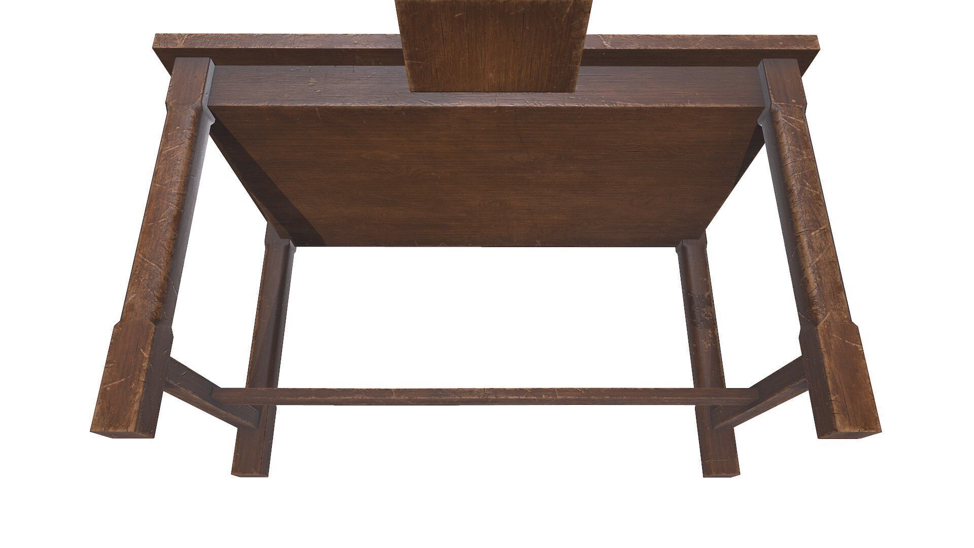 Old Wooden Desk Low-poly PBR Low-poly 3D model_10