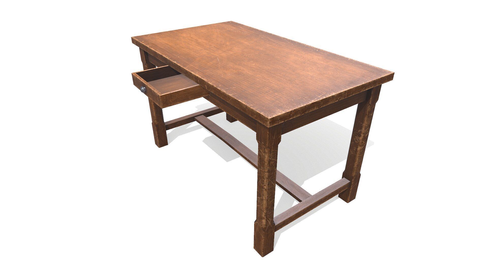 Old Wooden Desk Low-poly PBR Low-poly 3D model_4