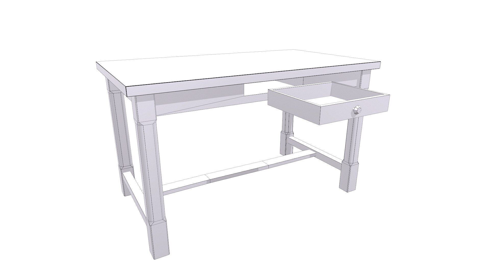Old Wooden Desk Low-poly PBR Low-poly 3D model_15