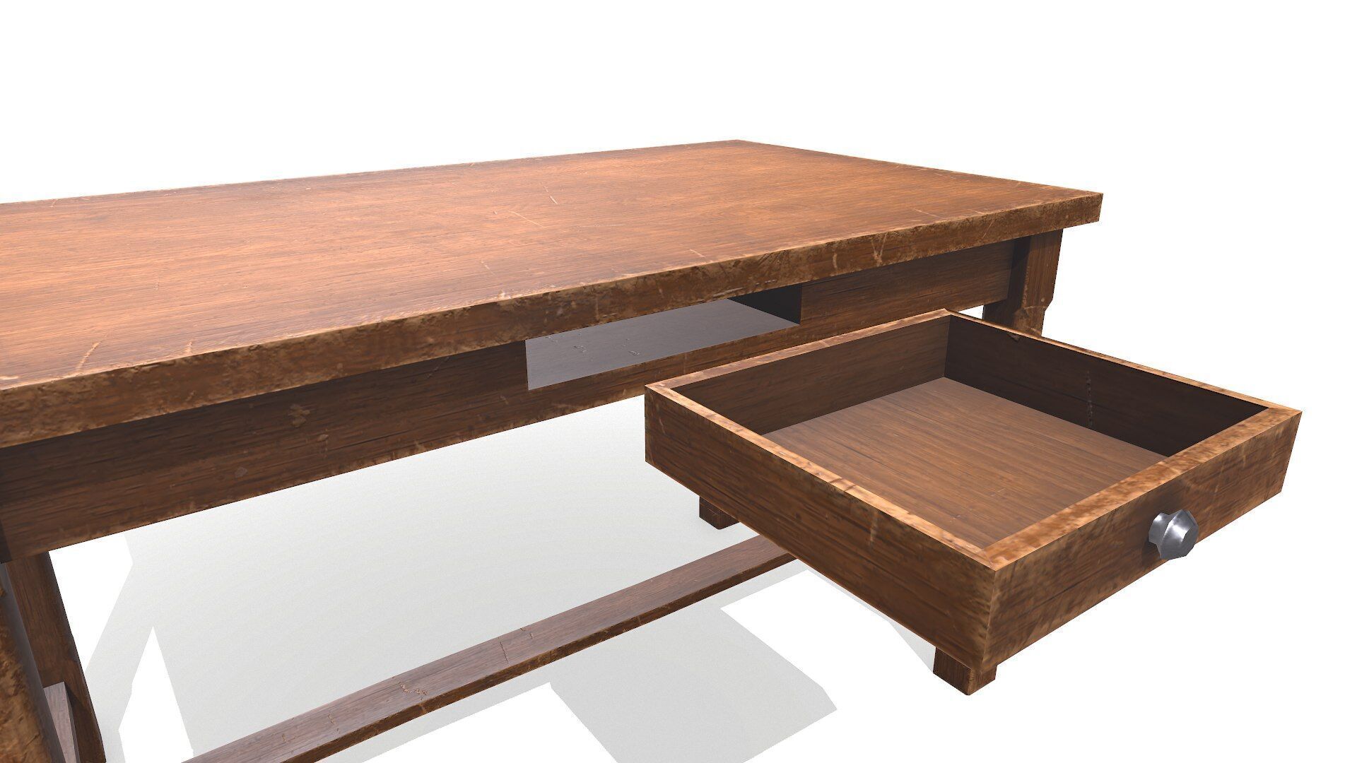 Old Wooden Desk Low-poly PBR Low-poly 3D model_12