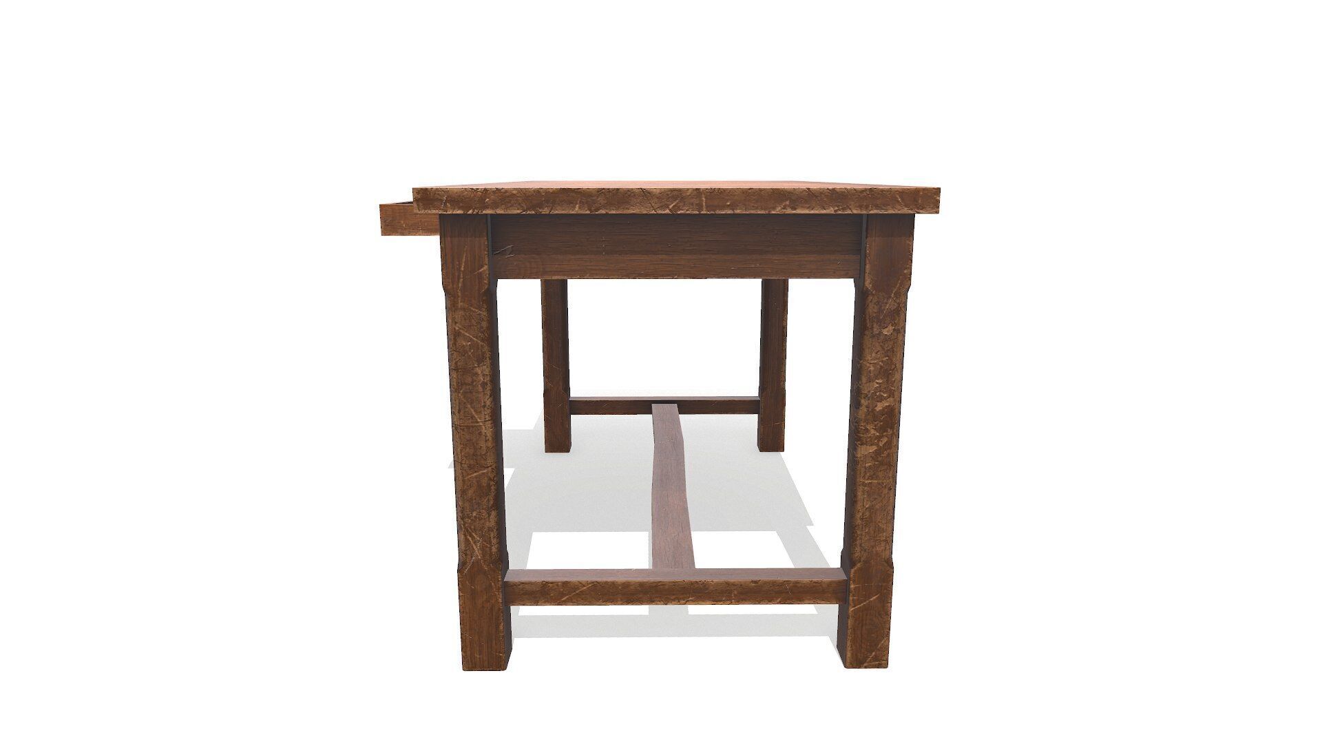 Old Wooden Desk Low-poly PBR Low-poly 3D model_5