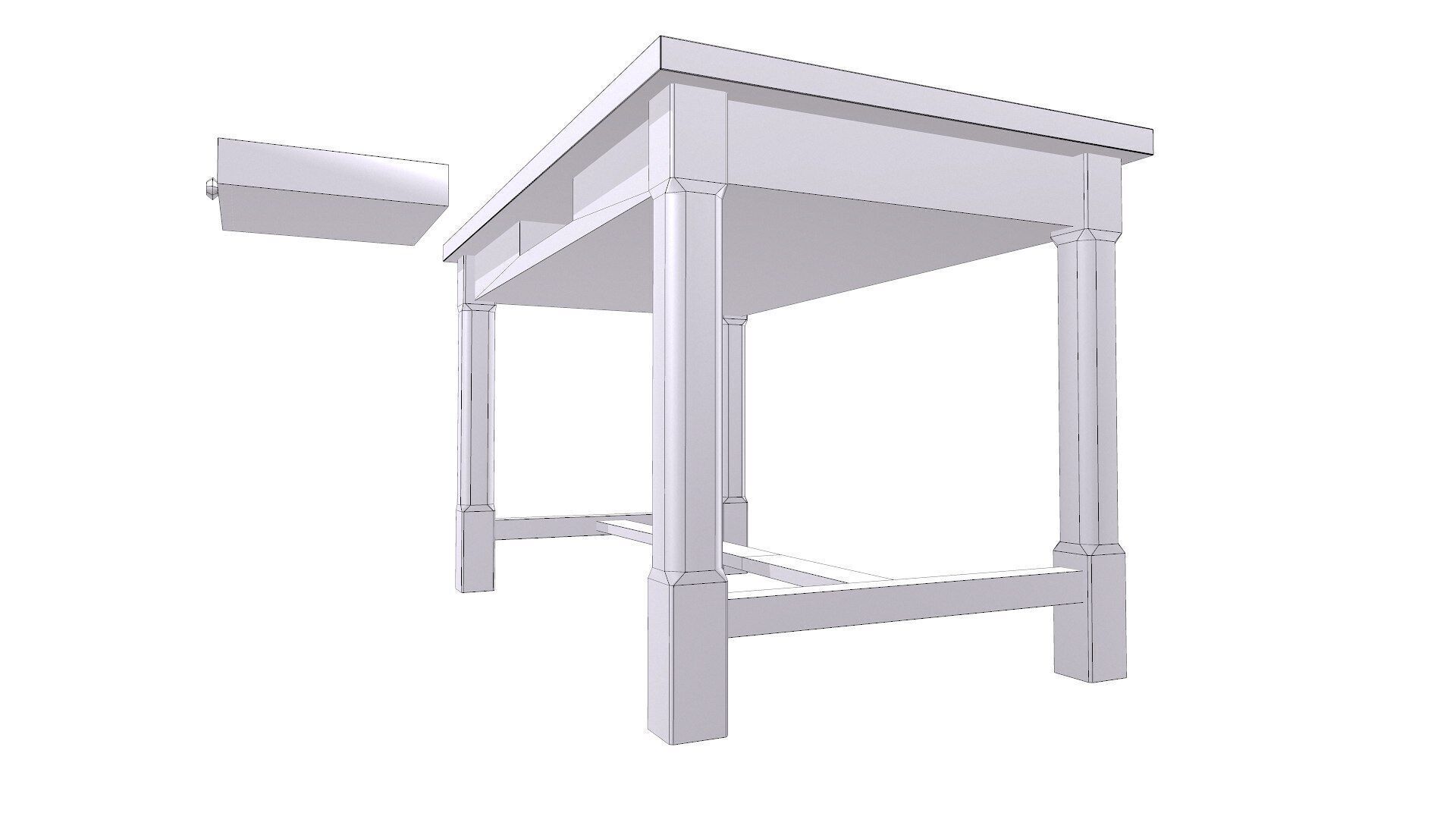 Old Wooden Desk Low-poly PBR Low-poly 3D model_17