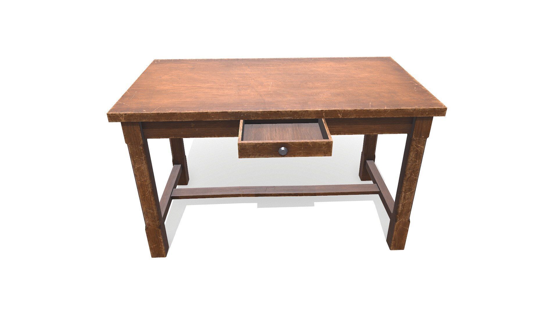 Old Wooden Desk Low-poly PBR Low-poly 3D model_2