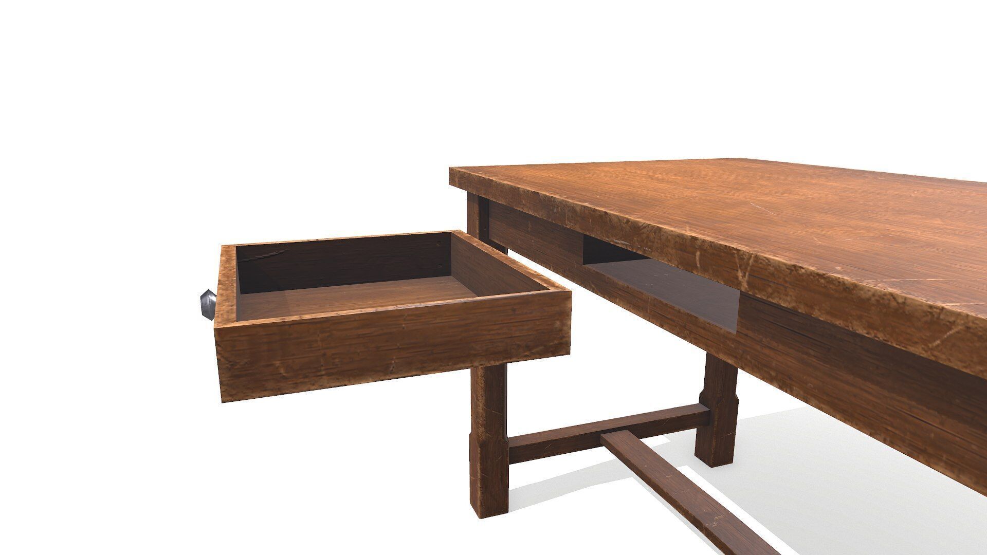 Old Wooden Desk Low-poly PBR Low-poly 3D model_14