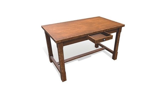 Old Wooden Desk Low-poly PBR Low-poly 3D model