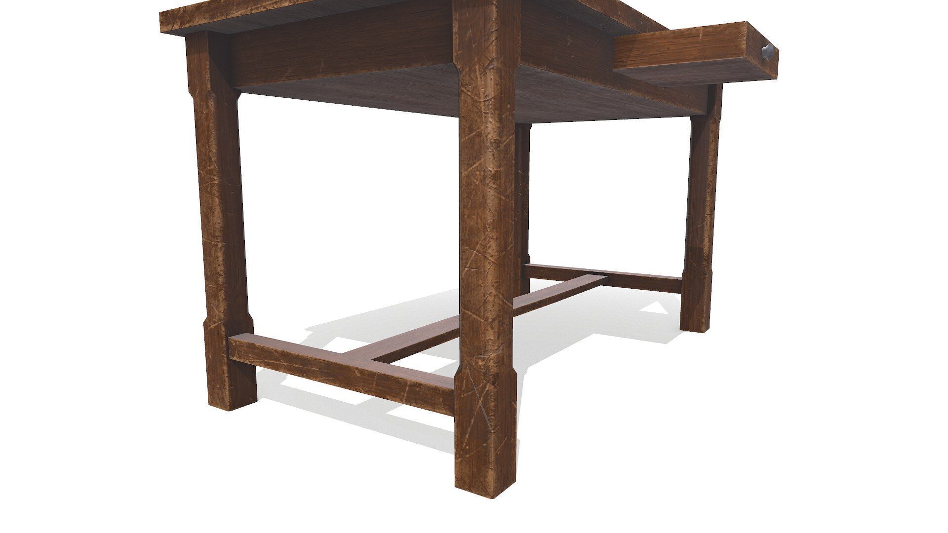 Old Wooden Desk Low-poly PBR Low-poly 3D model_8