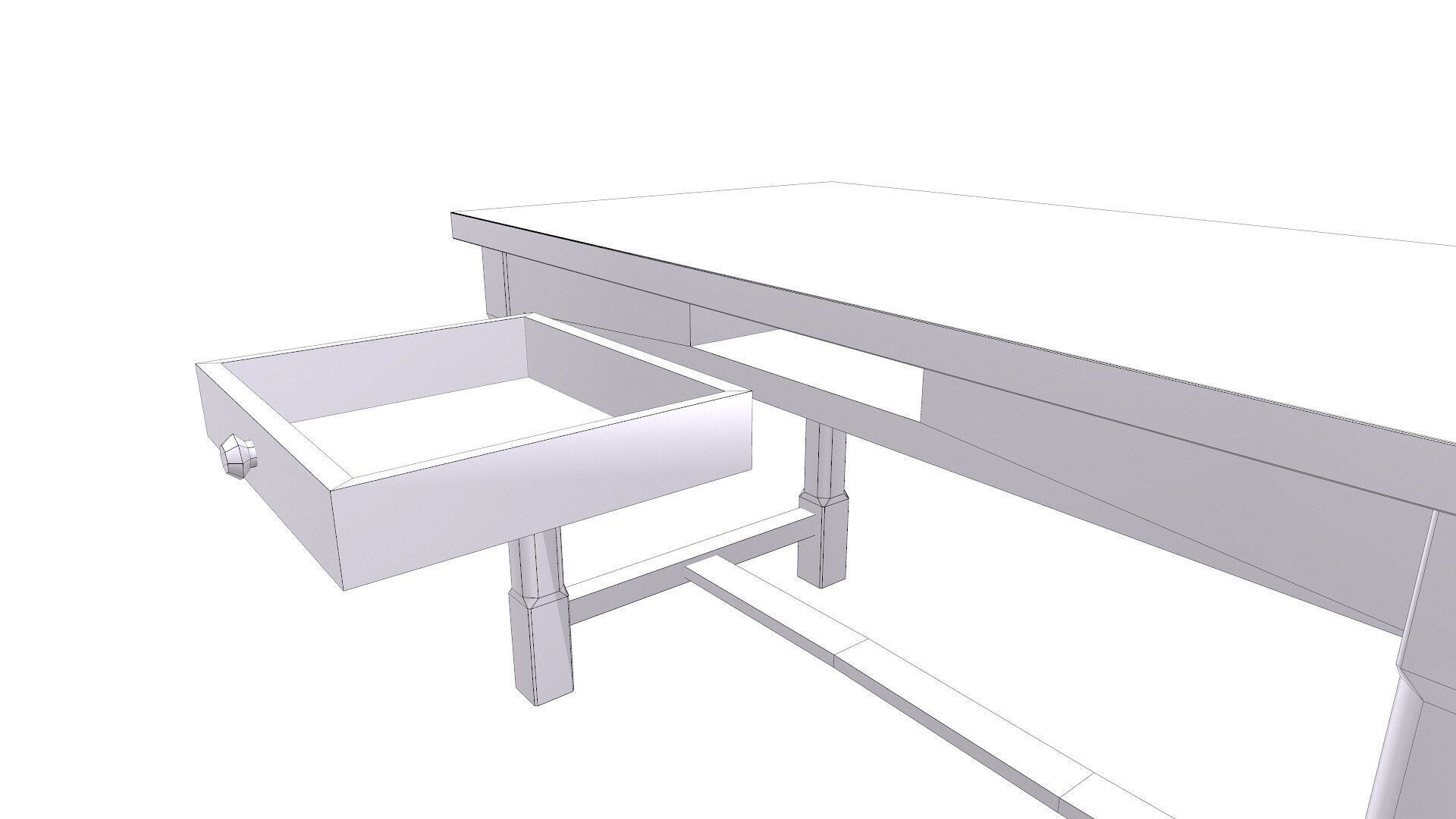 Old Wooden Desk Low-poly PBR Low-poly 3D model_16