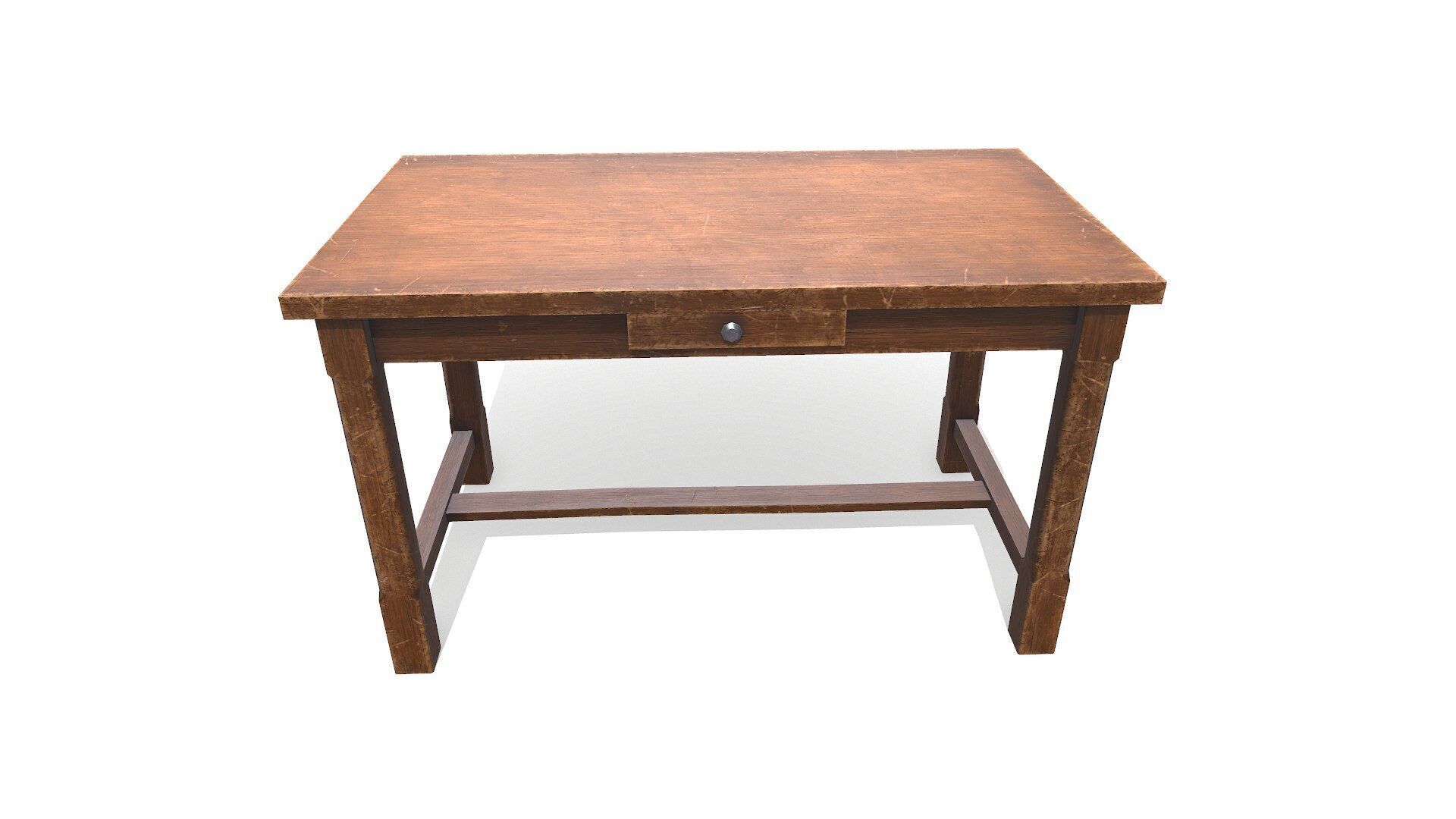 Old Wooden Desk Low-poly PBR Low-poly 3D model_3