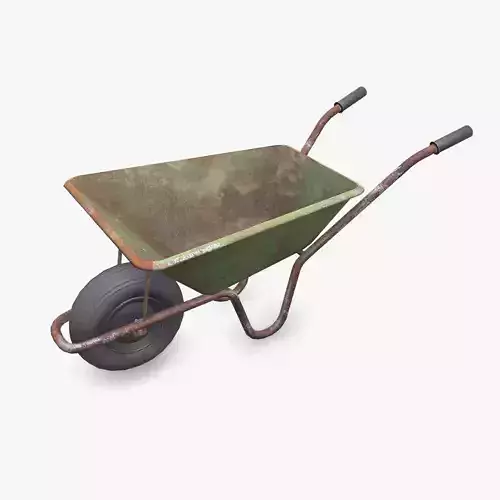 Old Wheelbarrow Low-Poly PBR