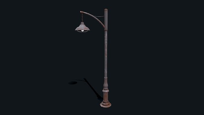 Old Rusty Lamp Post Low-poly PBR Low-poly 3D model