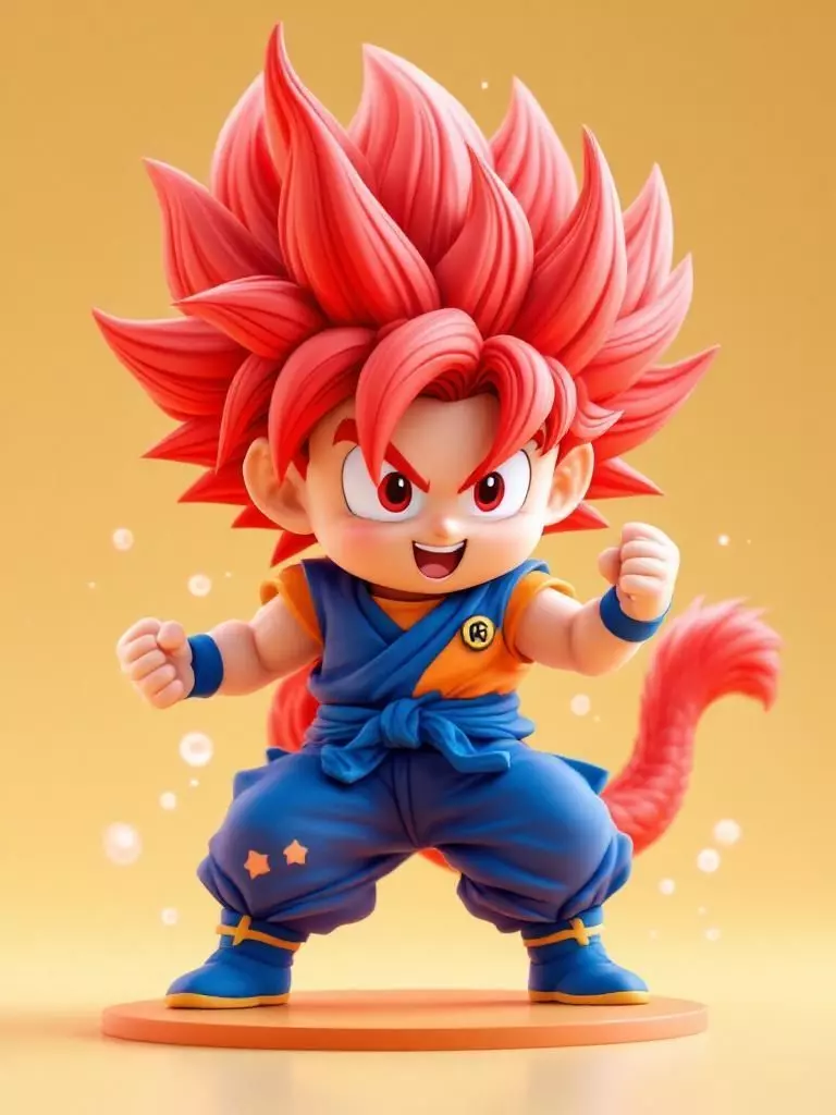 3D Printed Gray Figurine of Kid Goku Super Saiyan 4 3D print model_0