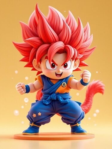3D Printed Gray Figurine of Kid Goku Super Saiyan 4 3D print model