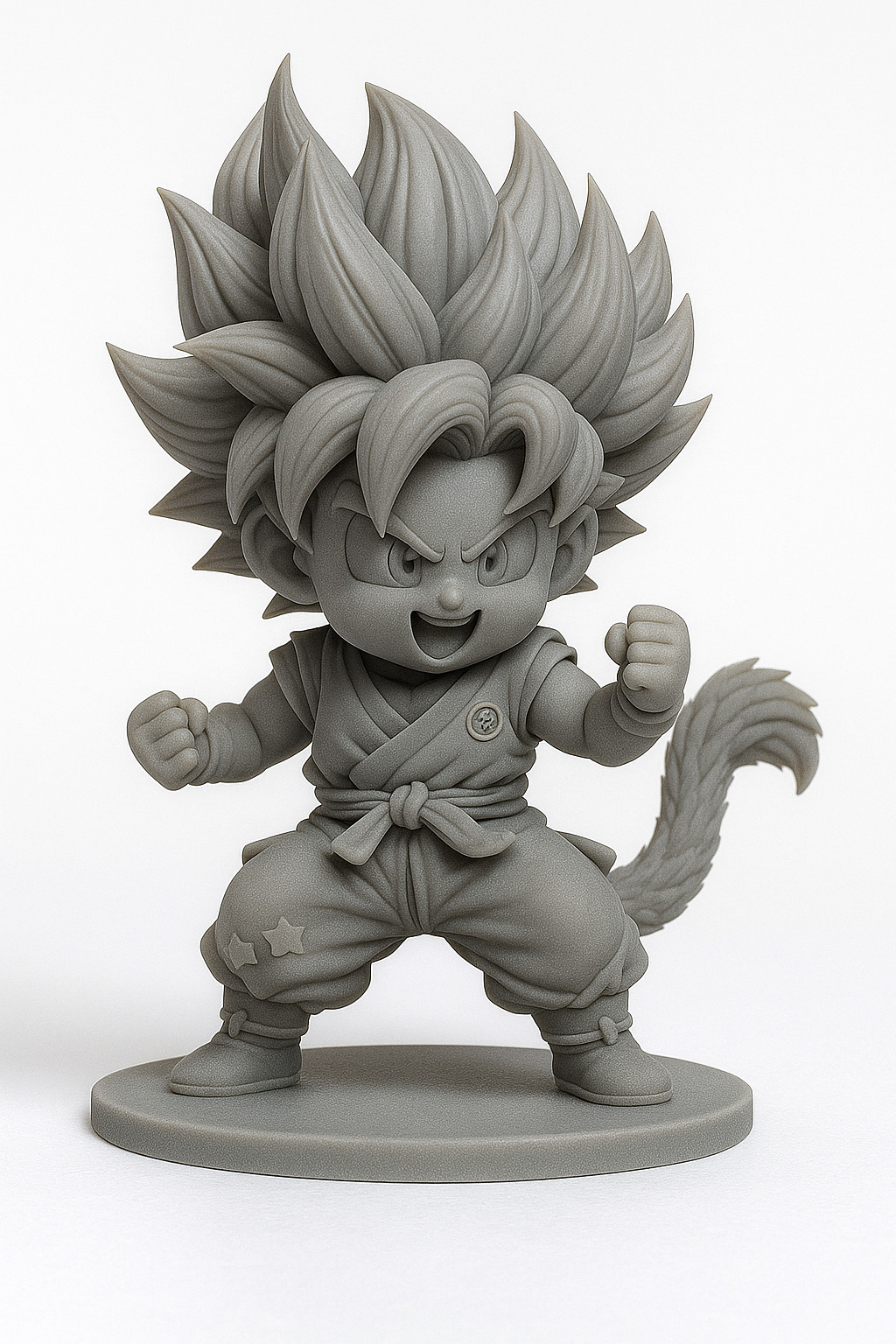 3D Printed Gray Figurine of Kid Goku Super Saiyan 4 3D print model_1
