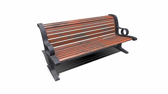Old Park Bench Low-poly PBR Free low-poly 3D model