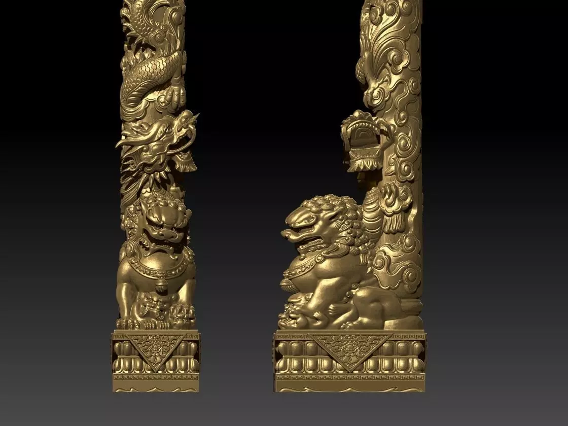 dragon pillar on unicorn 3D print model_0