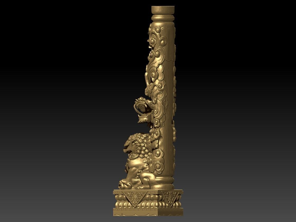 dragon pillar on unicorn 3D print model_4