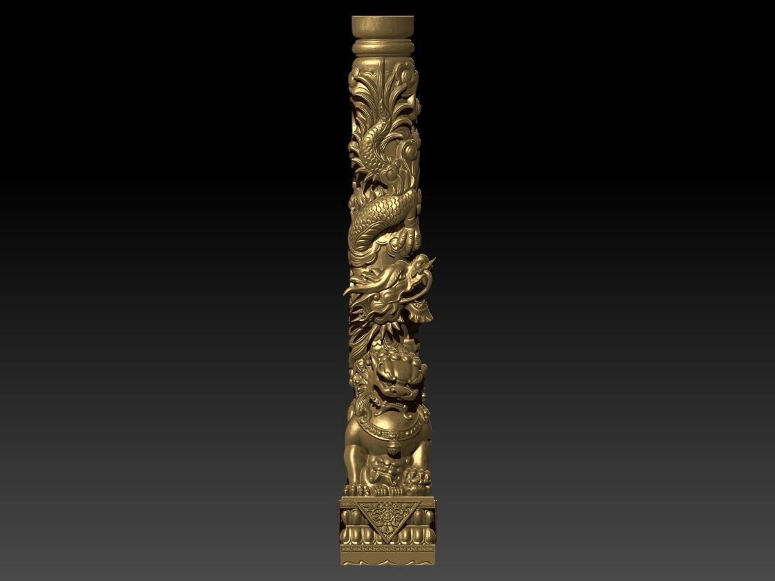 dragon pillar on unicorn 3D print model_1