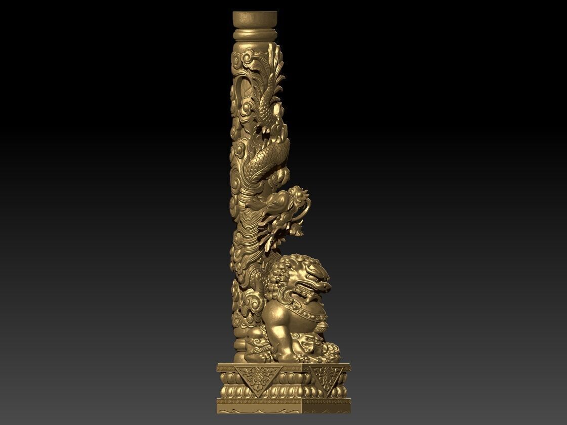 dragon pillar on unicorn 3D print model_2