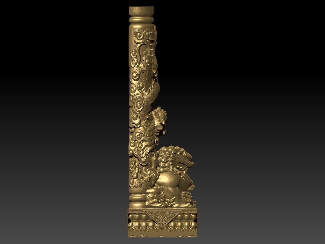 dragon pillar on unicorn 3D print model_3