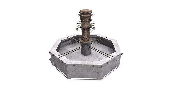 Old Fountain Low-poly PBR Low-poly 3D model