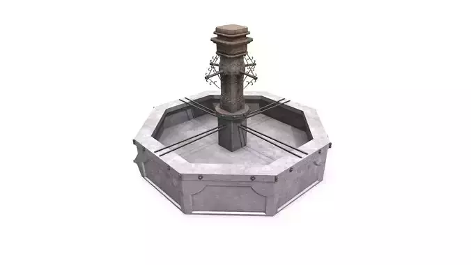 Old Fountain Low-poly PBR Low-poly 3D model