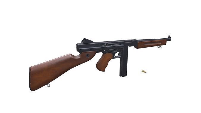 M1A1 Thompson SMG Low-poly Free low-poly 3D model