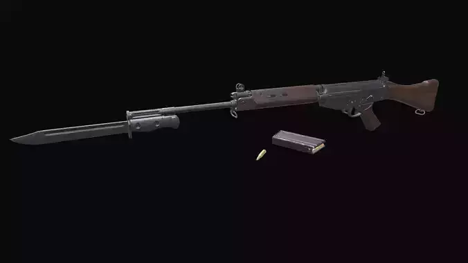 L1A1 SLR Self-Loading Rifle Low-poly PBR