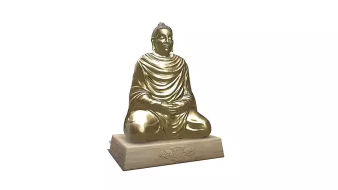 Golden Buddha Statue Low-poly PBR