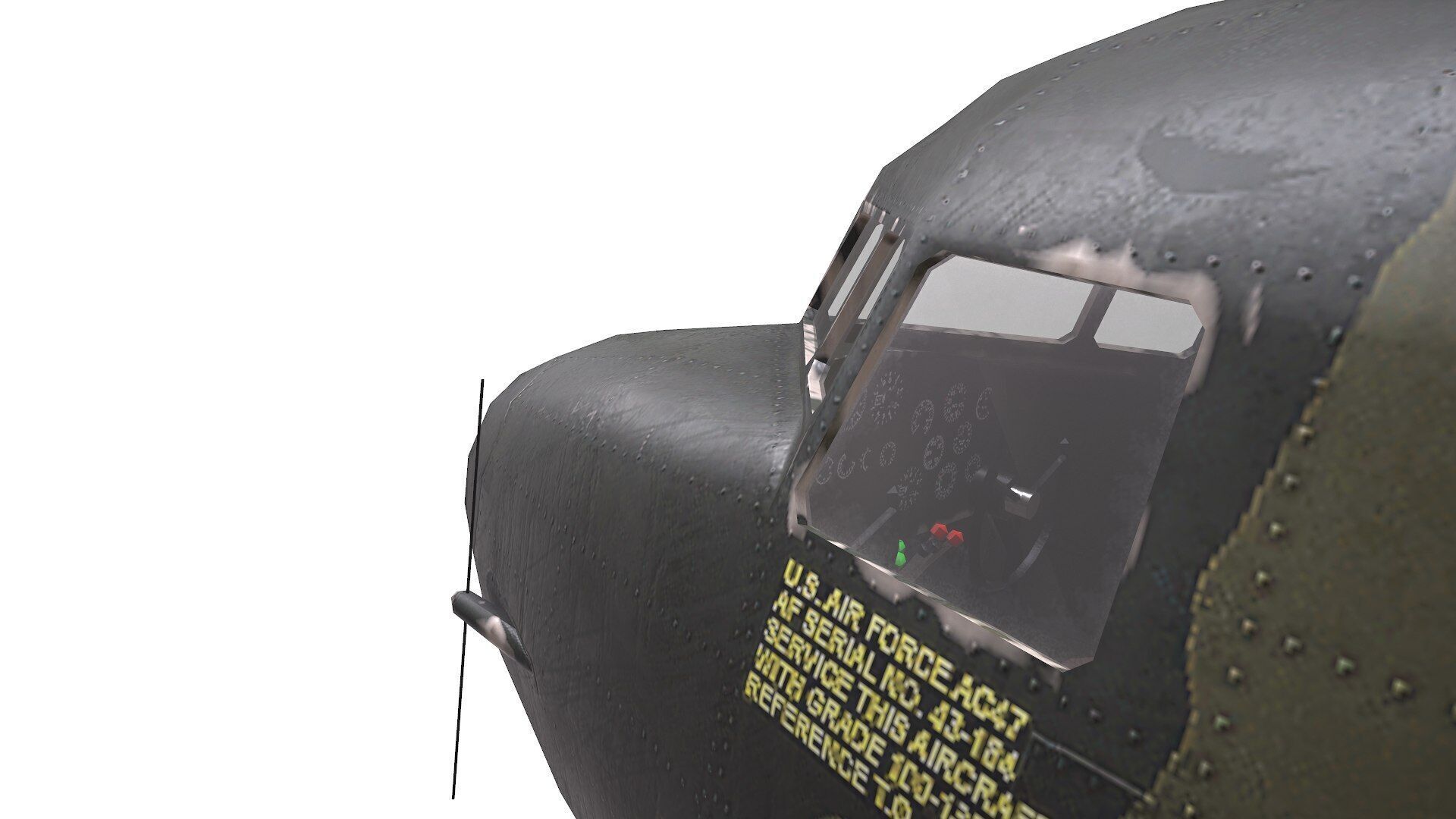 Douglas AC-47 Spooky Gunship Low Poly PBR Low-poly 3D model_4