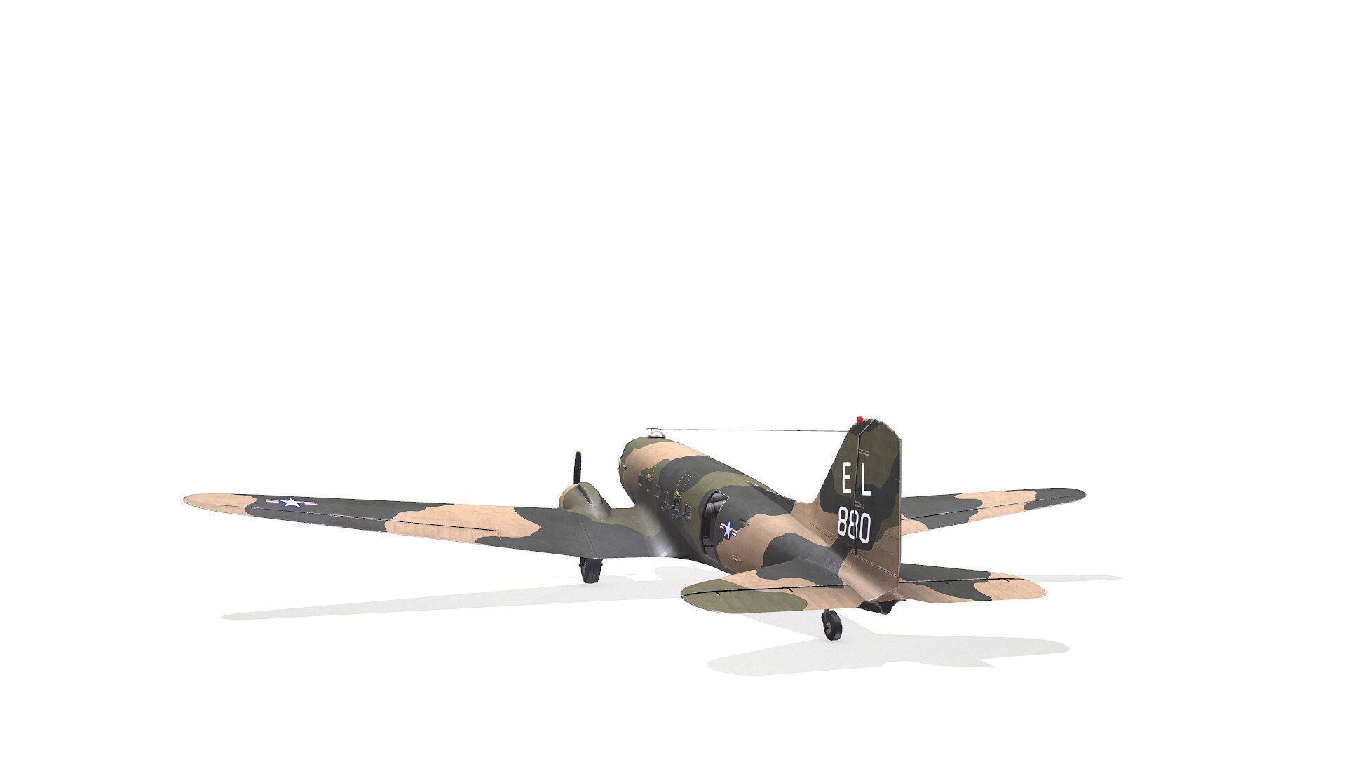 Douglas AC-47 Spooky Gunship Low Poly PBR Low-poly 3D model_13