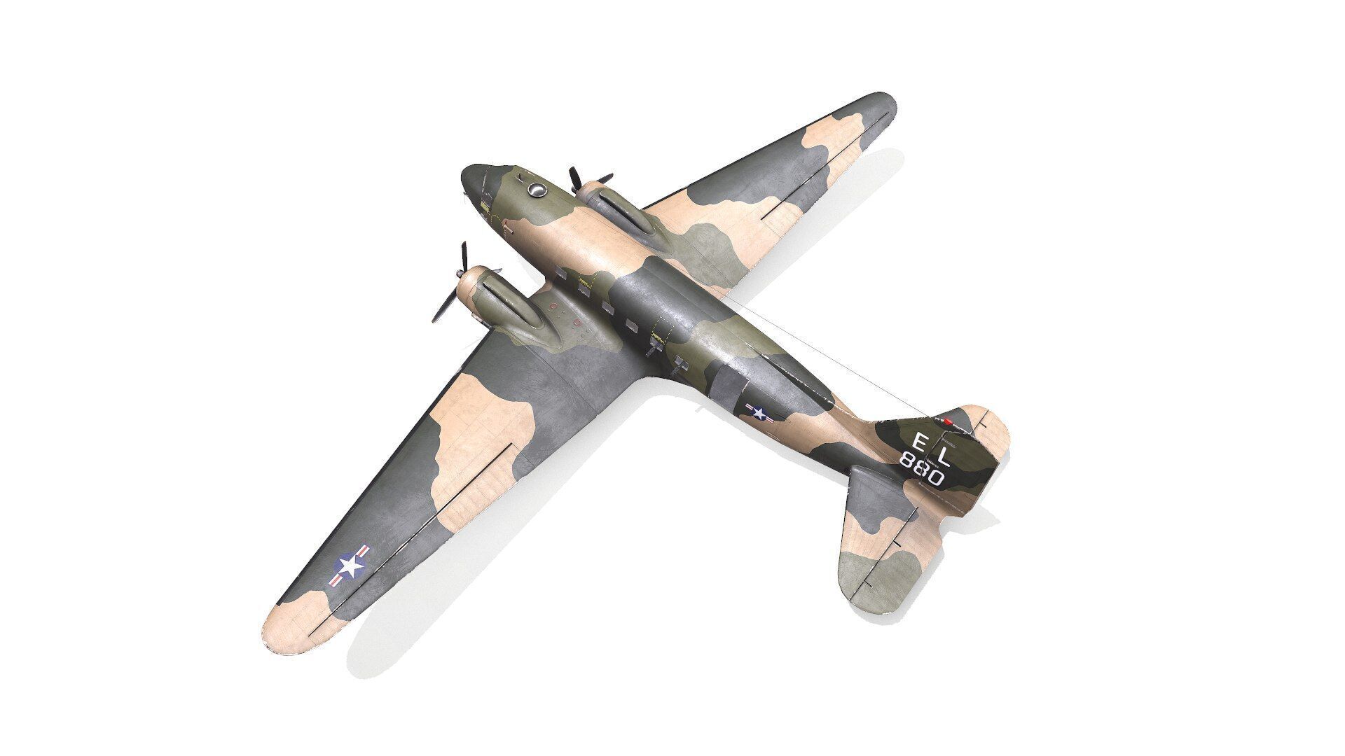 Douglas AC-47 Spooky Gunship Low Poly PBR Low-poly 3D model_12