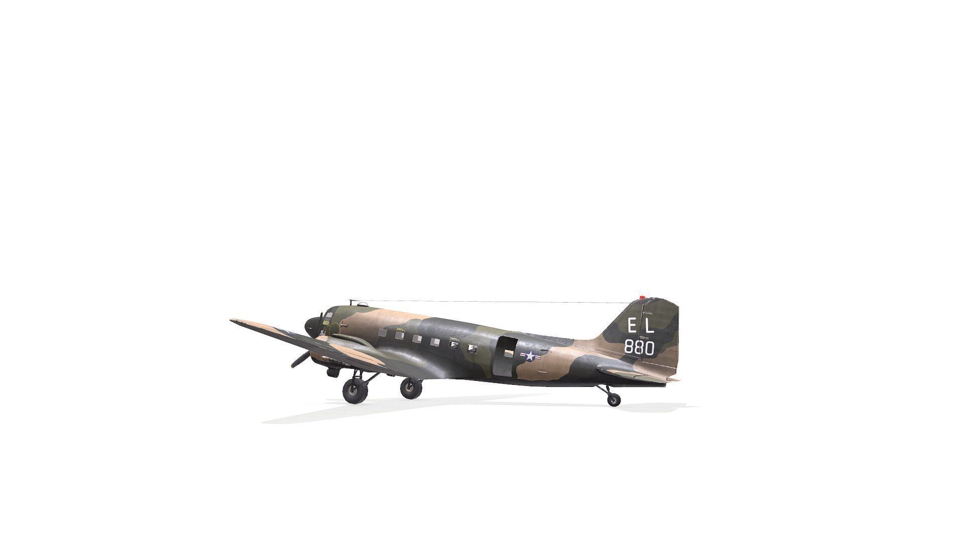 Douglas AC-47 Spooky Gunship Low Poly PBR Low-poly 3D model_11