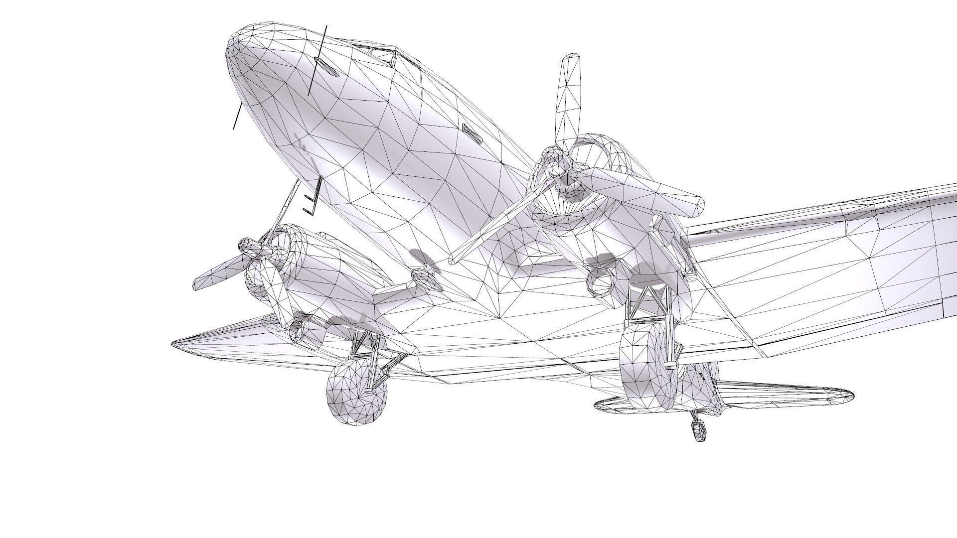 Douglas AC-47 Spooky Gunship Low Poly PBR Low-poly 3D model_38