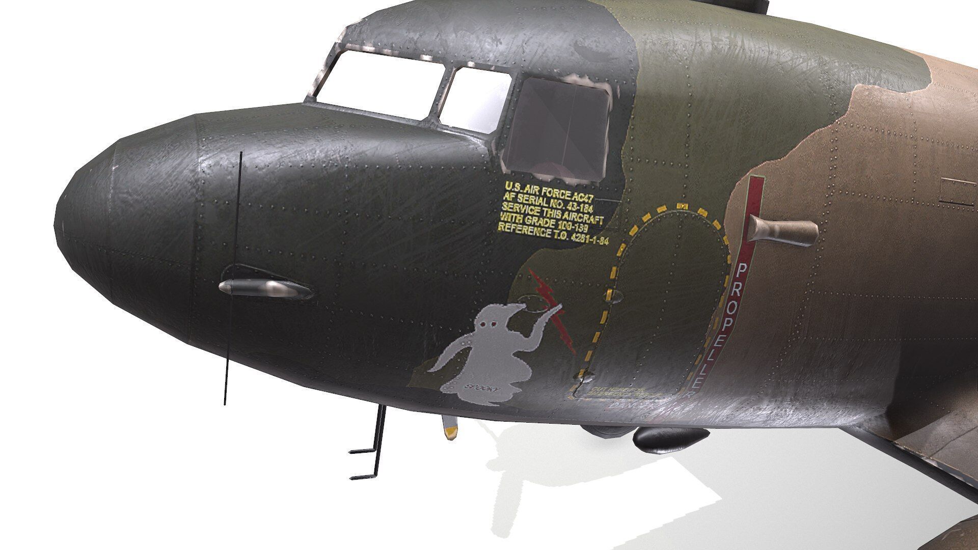 Douglas AC-47 Spooky Gunship Low Poly PBR Low-poly 3D model_24