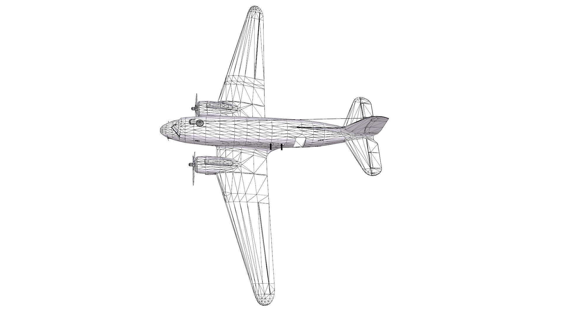 Douglas AC-47 Spooky Gunship Low Poly PBR Low-poly 3D model_34