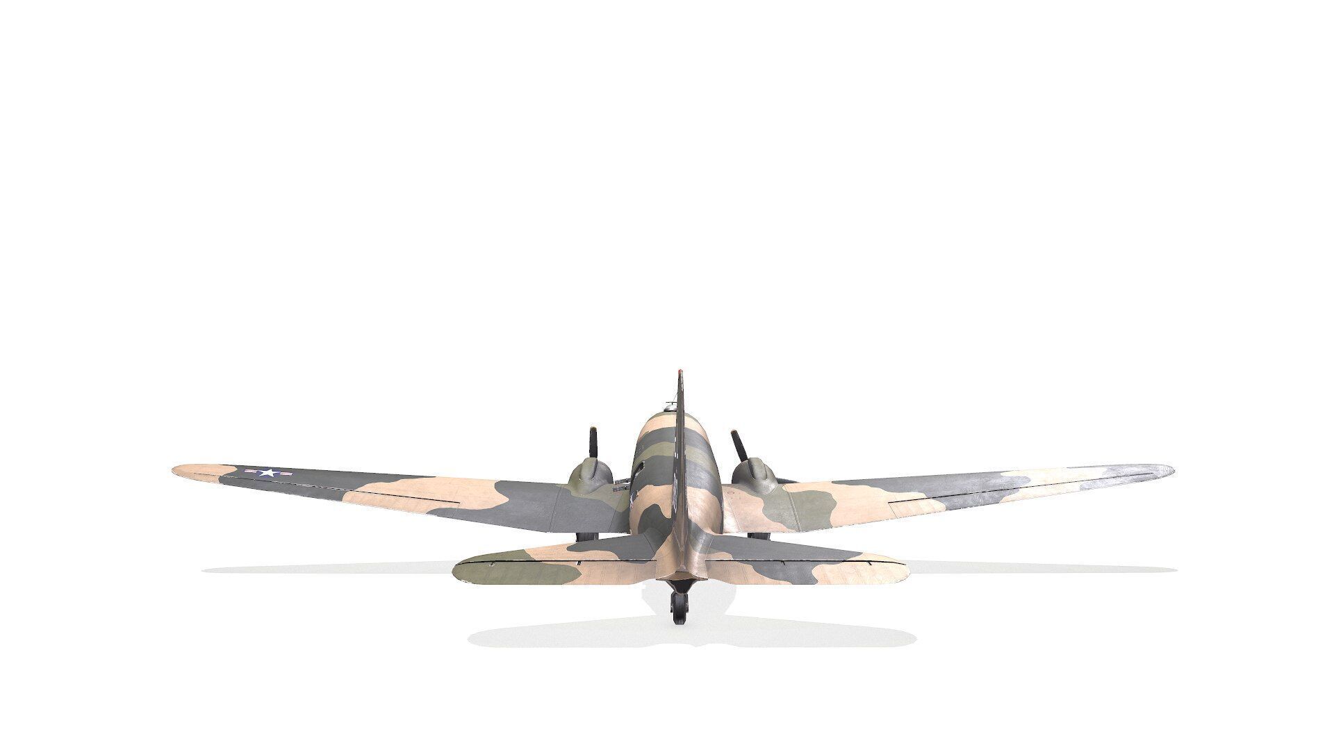Douglas AC-47 Spooky Gunship Low Poly PBR Low-poly 3D model_14