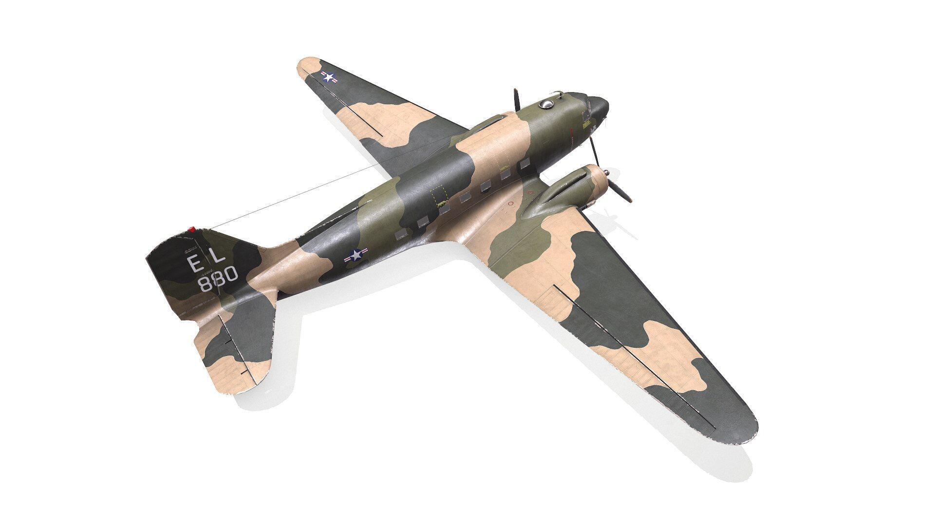Douglas AC-47 Spooky Gunship Low Poly PBR Low-poly 3D model_17