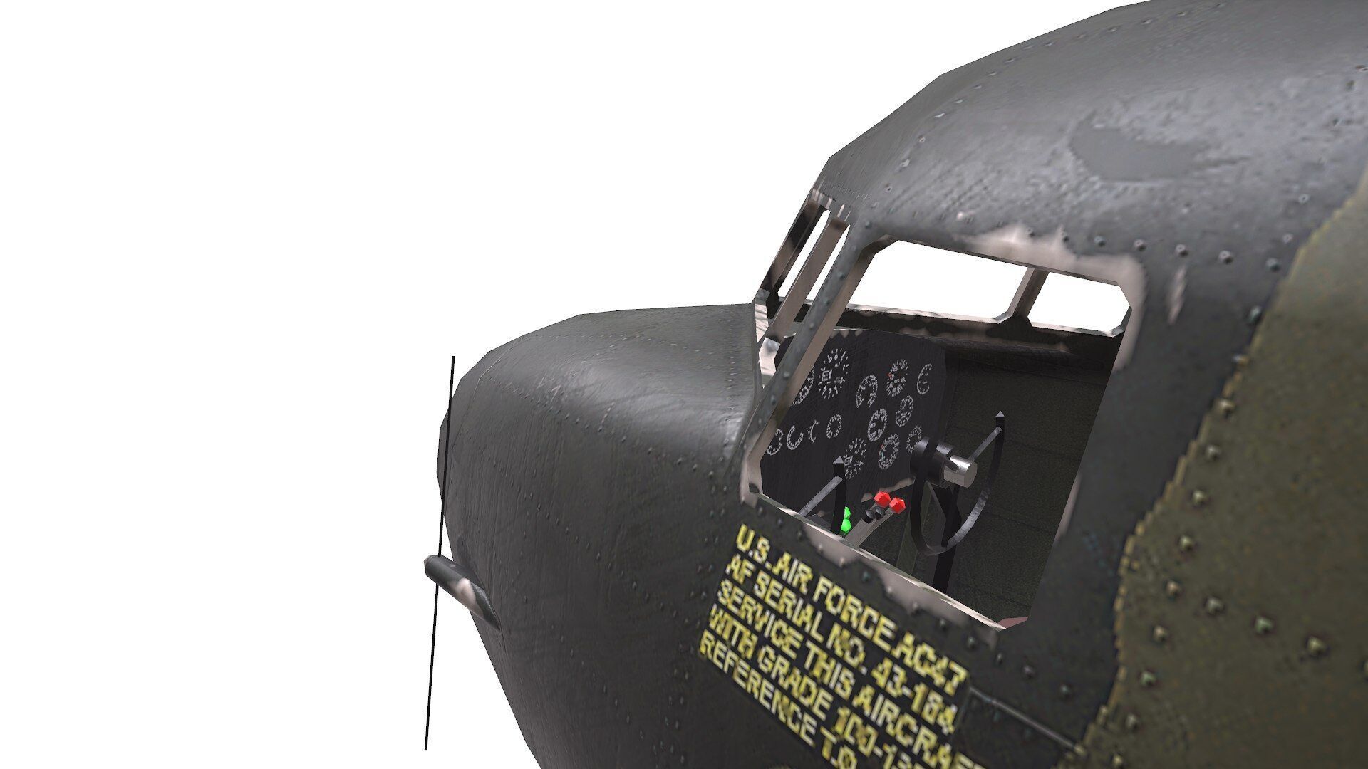 Douglas AC-47 Spooky Gunship Low Poly PBR Low-poly 3D model_5