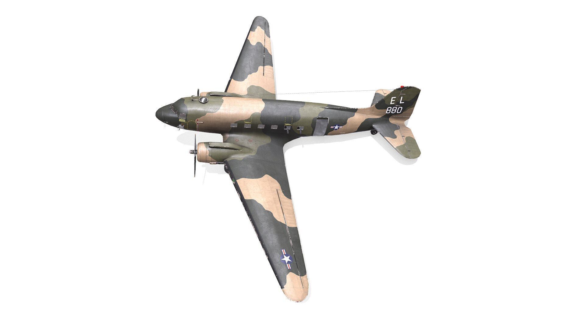 Douglas AC-47 Spooky Gunship Low Poly PBR Low-poly 3D model_3
