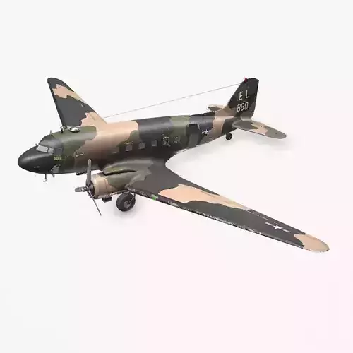 Douglas AC-47 Spooky Gunship Low Poly PBR