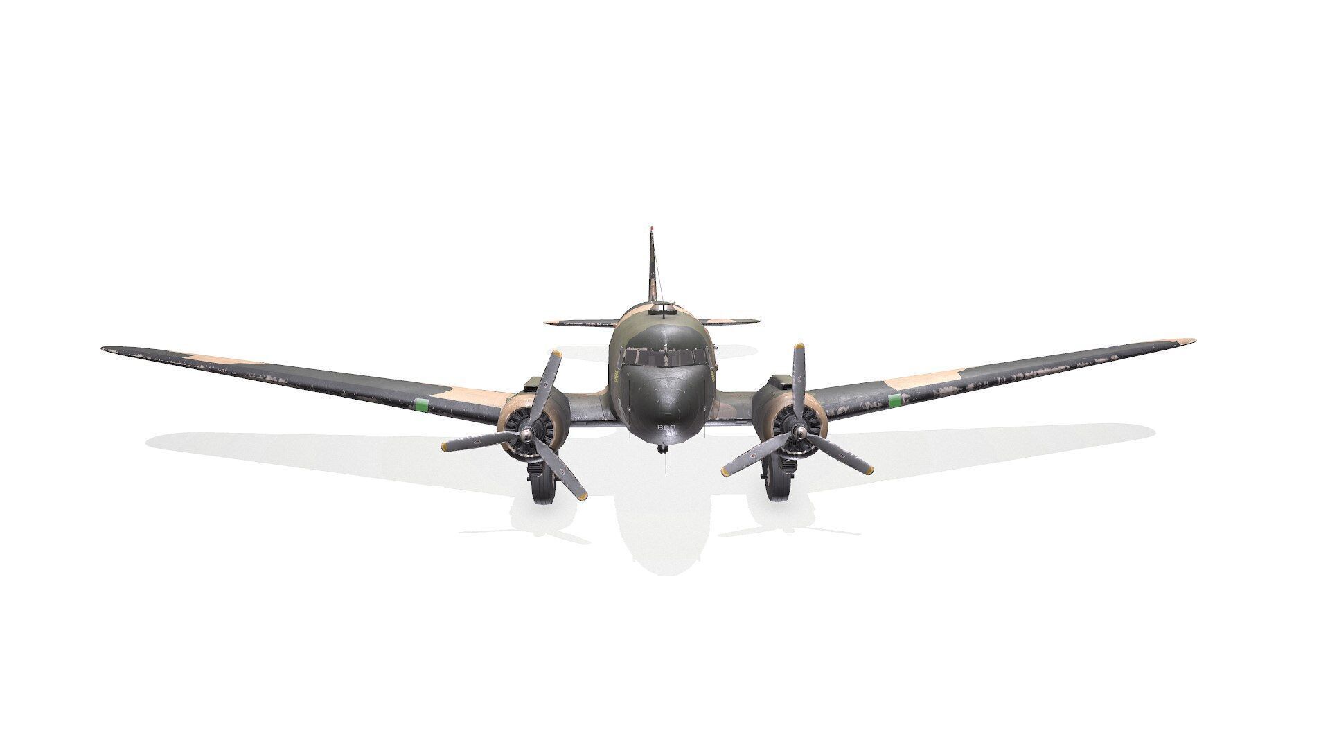 Douglas AC-47 Spooky Gunship Low Poly PBR Low-poly 3D model_22