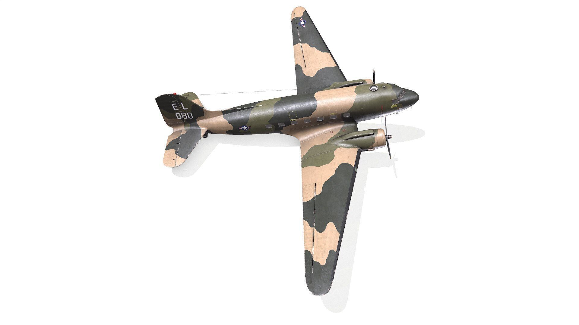 Douglas AC-47 Spooky Gunship Low Poly PBR Low-poly 3D model_19