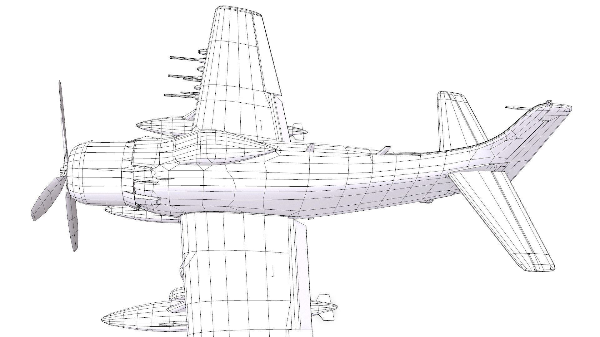 Douglas A-1 Skyraider Low-poly PBR Low-poly 3D model_34