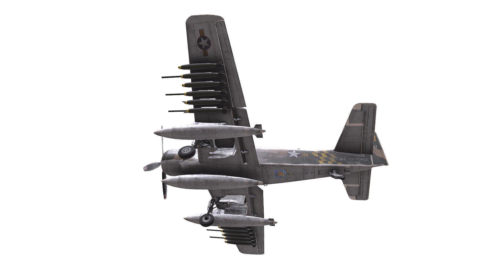 Douglas A-1 Skyraider Low-poly PBR Low-poly 3D model_5