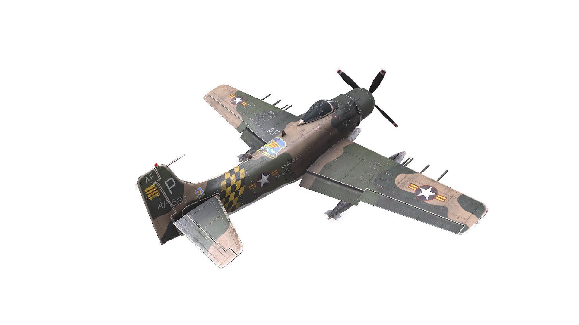 Douglas A-1 Skyraider Low-poly PBR Low-poly 3D model_10