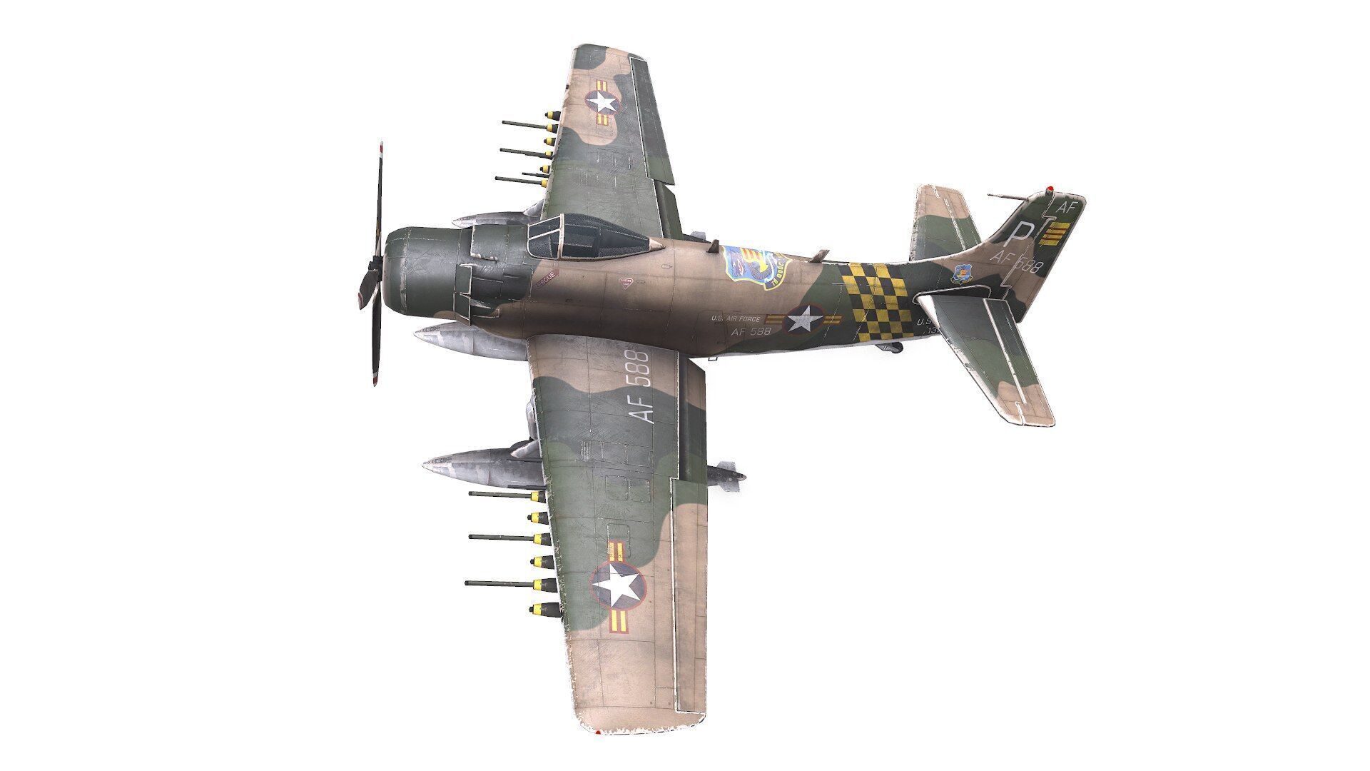 Douglas A-1 Skyraider Low-poly PBR Low-poly 3D model_4